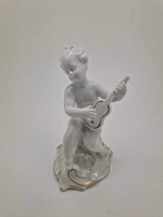 Német porcelán zenélő putto Schaubach Kunst 13cm