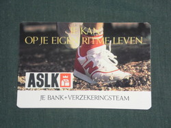 Kártyanaptár, Hollandia, ASLK takarékpénztár, bank, sportcipő, 1988 ,   (2)