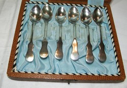 Silver violin case style coffee-mocha spoon in a box of 6