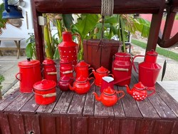 Enameled enameled pack polka dot coffee pot red pack on greased can Ceglédi kanna kanta