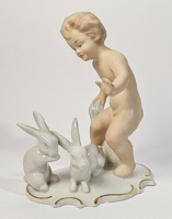 Sale !!! :) Wallendorf boy/putto with bunnies porcelain figure