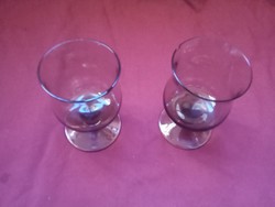 Retro régi üveg talpas pohár készlet -  2 db szilveszteri újévi karácsonyi ünnepi alkalomra