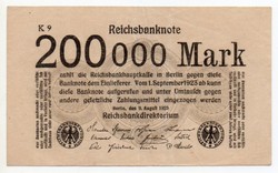 Németország 200 000 német inflációs Márka, 1923, sorszámos, ritkább