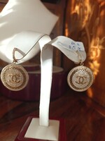 Women's earrings with Chanel pattern gold 14k for sale