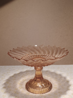 Old pressed glass cake plate with polished base