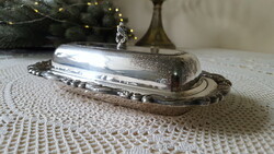 Butter dish with silver-plated lid