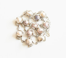 Tenyészett barokk gyöngyök fehérarany színű ékszerbe foglalva - nyaklánc
