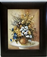 Kihagyhatatlan - Széchenyi Szidónia - Vegyes csokor( 20x25,olaj,új keretben )