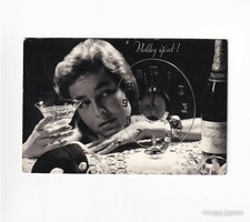 B:06 Újév - BÚÉK képeslap 1953 Fekete-fehér Hölgy