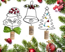 Drótból készült kis figurák karácsonyra gyönggyel - Karácsonyfa, grincs , harang