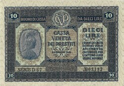 10 lire lira 1918 Olaszország Velence 1.
