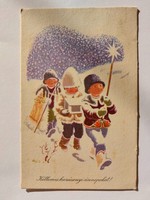 Old Christmas postcard 1959 postcard nativity scene