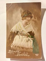 Old postcard photo 1919 postcard lady mistletoe
