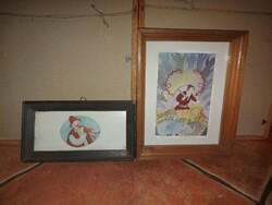 2 watercolor paintings in glazed frames