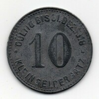 Németország Mettmann 10 német pfennig, 1918, szükségpénz