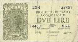 2 lire lira 1944 Olaszország