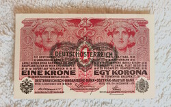 Omm 1 crown (1916) with dö overlay, unfolded!!! (Aunc) | 1 banknote