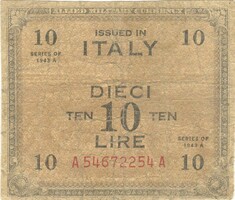 10 lira 1943 Olaszország katonai militari 1.