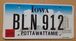 USA amerikai rendszám rendszámtábla BLN 912 Iowa Pottawattamie