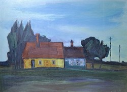 János Makra: landscape (picture gallery oil painting) was featured in an exhibition in Gyula