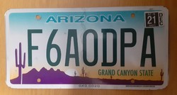 Usa american license plate license plate f6a0dpa arizona grand canyon state