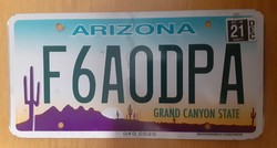 USA amerikai rendszám rendszámtábla F6A0DPA Arizona Grand Canyon State