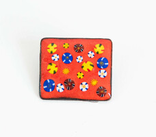 Retro brooch with fused glass/enamel decoration - lapel pin, pin with millefiori pearl Murano style