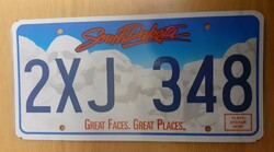 Usa American license plate license plate 2xj 348 south dakota