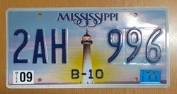 Usa american license plate license plate 2ah 996 mississippi b-10
