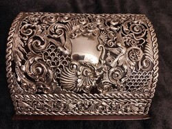 Victorian letter box, silver, 1898, London, for sale with moiré silk lining.