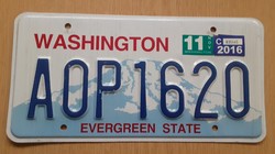 Usa American license plate number plate a0p1620 washington evergreen state