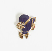 Profile of a lady in a hat - art deco revival style brooch, lapel pin, badge