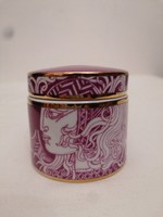 Hollóháza Saxon endre porcelain jar, mauve color