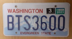 USA amerikai rendszám rendszámtábla BTS3600 Washington Evergreen State
