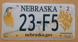 USA amerikai rendszám rendszámtábla 23-F5 Nebraska