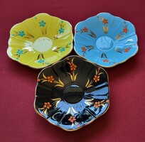 3db ritka Royal Stuart China Bone angol porcelán csészealj tányér virág mintával