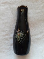 Beautiful retro painted black glass vase