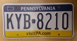 Usa american license plate license plate kyb-8210 pennsylvania