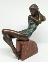 Czobor Sándor "Aletta" c. bronzszobor, eredetiségigazolás, ingyen posta