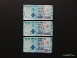 Tanzania 3 darab 1000 shilling hajtatlan - sorszámkövető !
