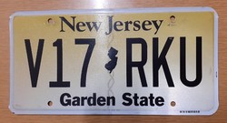 USA amerikai rendszám rendszámtábla V17 RKU New Jersey Garden State