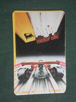 Card calendar, Afor gas station oils, agip f.1 Motor oil, graphic design, racing car, 1983, (3)