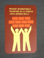 Kártyanaptár, Egyesült ifjúsági világszövetség a békéért, Budapest,grafikai rajzos ,1976,   (3)