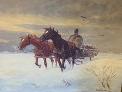 Endre Cluj (1901-1945) - horse-drawn sleigh
