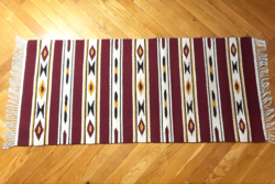 Transylvanian dyed wool carpet with hand weaving
