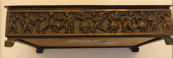 Old copper cigarette or card box with figural decoration ---2--- / marked /