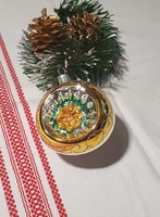 Karácsonyfadísz- nosztalgia reflexes üveg gömb /csodaszép/