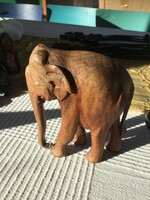 African wood carving, large elephant carved from exotic wood (301)