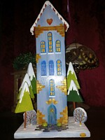 Handmade winter, Christmas decoration, fairy house, cottage, made of recycled wood