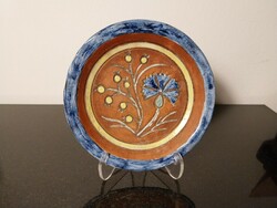 K. Kende Judit ceramic bowl/wall plate with cornflower motif